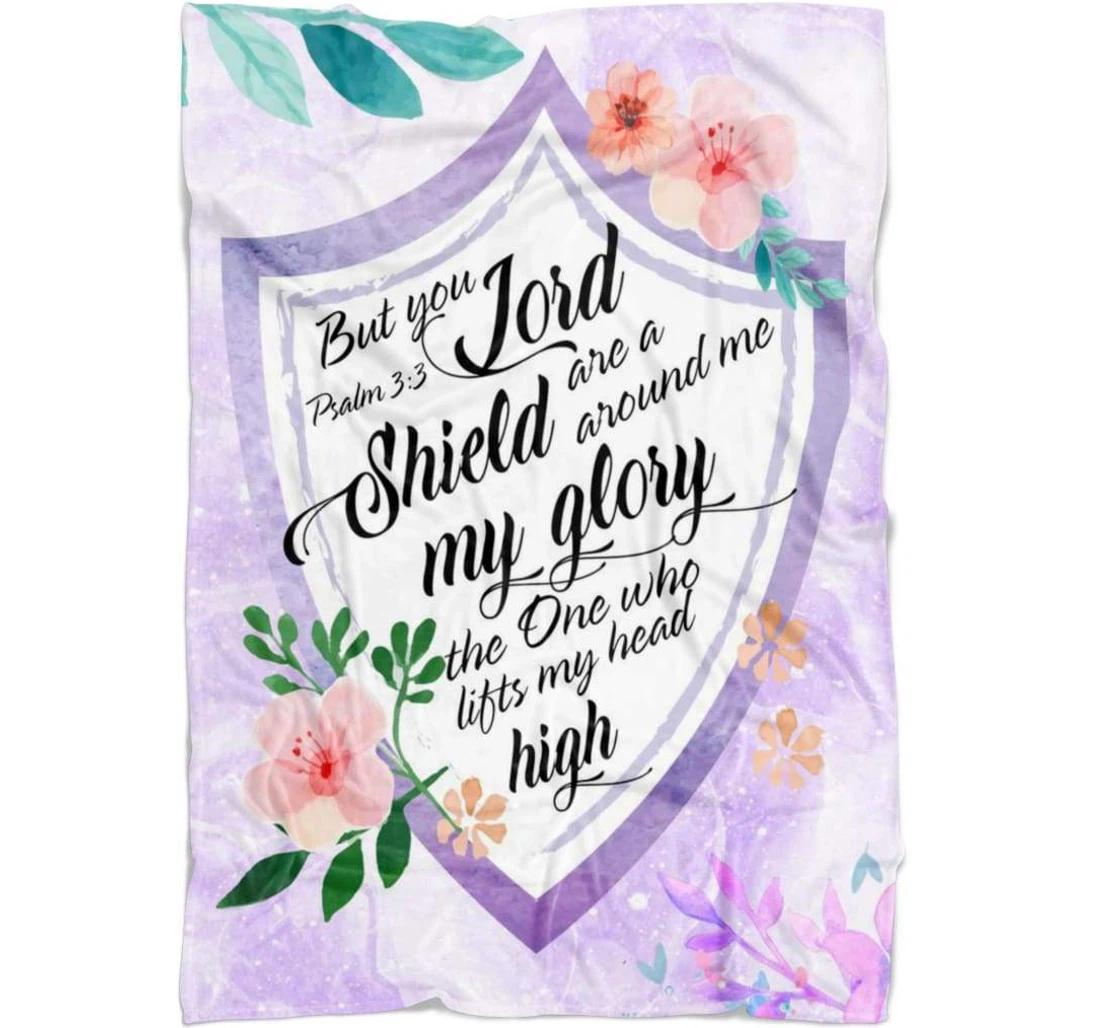 Throw Blanket, Quilt - But You Lord Are A Shield Around Me Sherpa Fleece