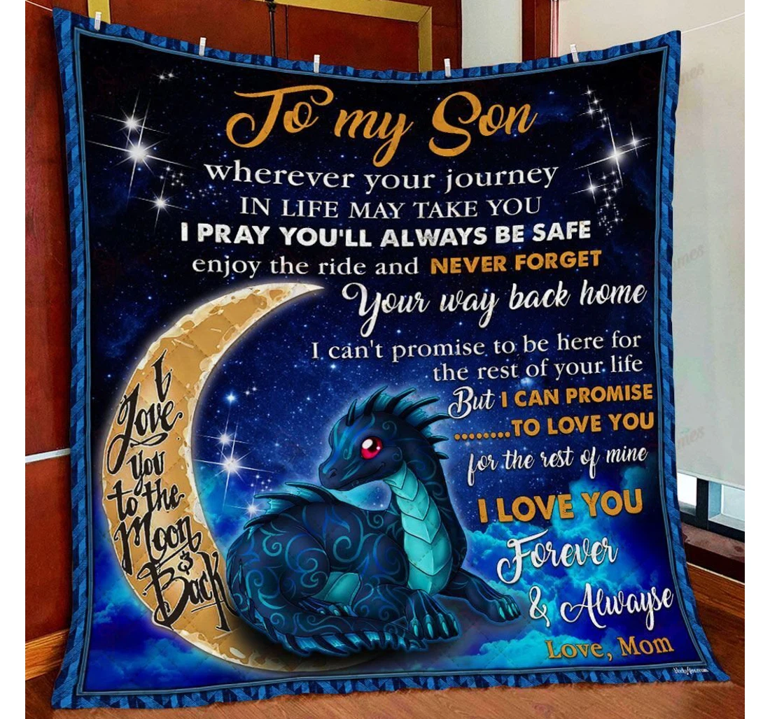 Throw Blanket, Quilt - Mom To Son Dragon Sherpa Fleece