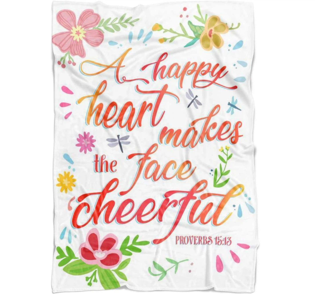 Throw Blanket, Quilt - A Happy Heart Makes The Face Cheerful Sherpa Fleece