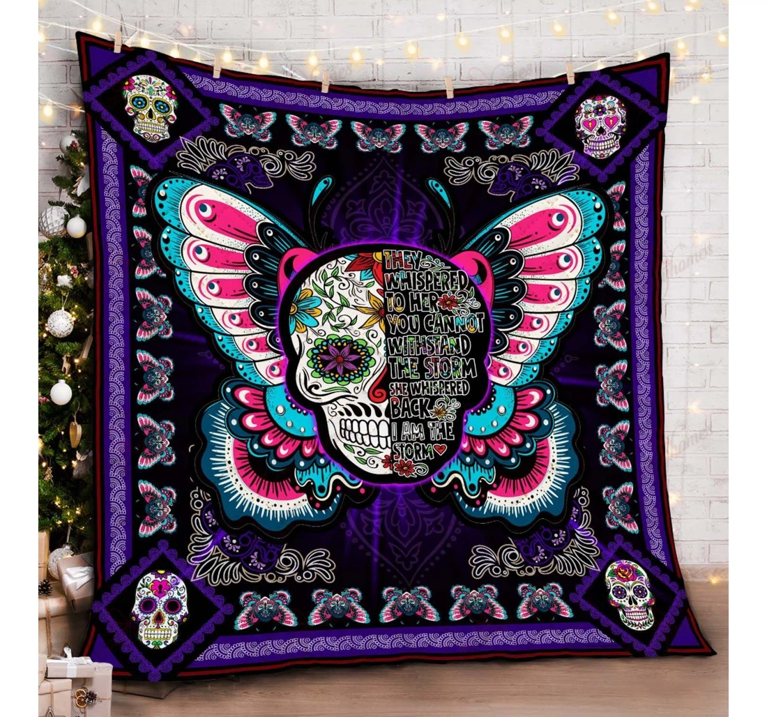 Throw Blanket, Quilt - Skull Sherpa Fleece