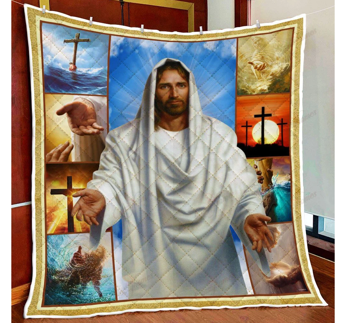 Throw Blanket, Quilt - Jesus Reaching Hand Sherpa Fleece