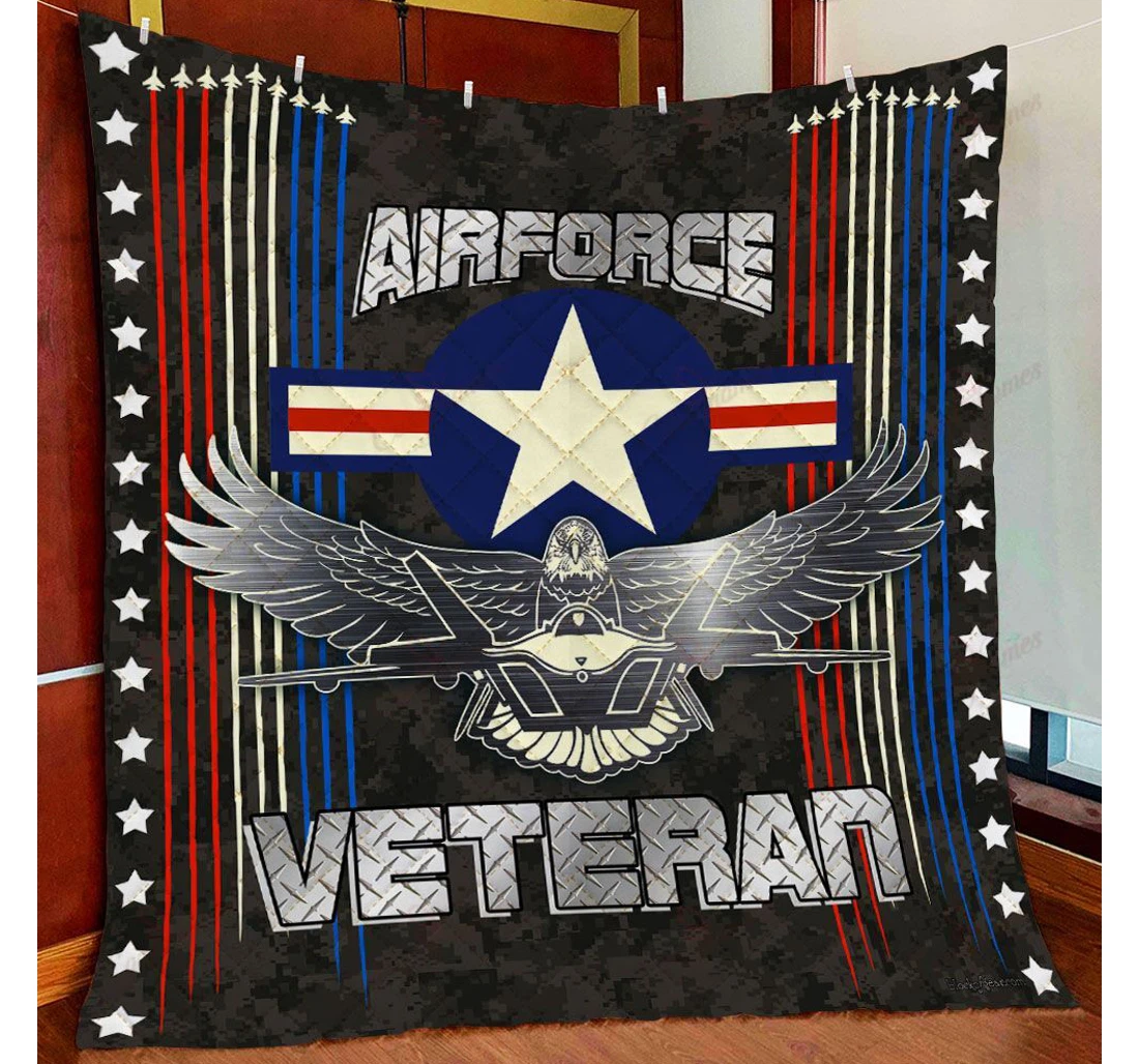 Throw Blanket, Quilt - Air Force Veteran American Sherpa Fleece