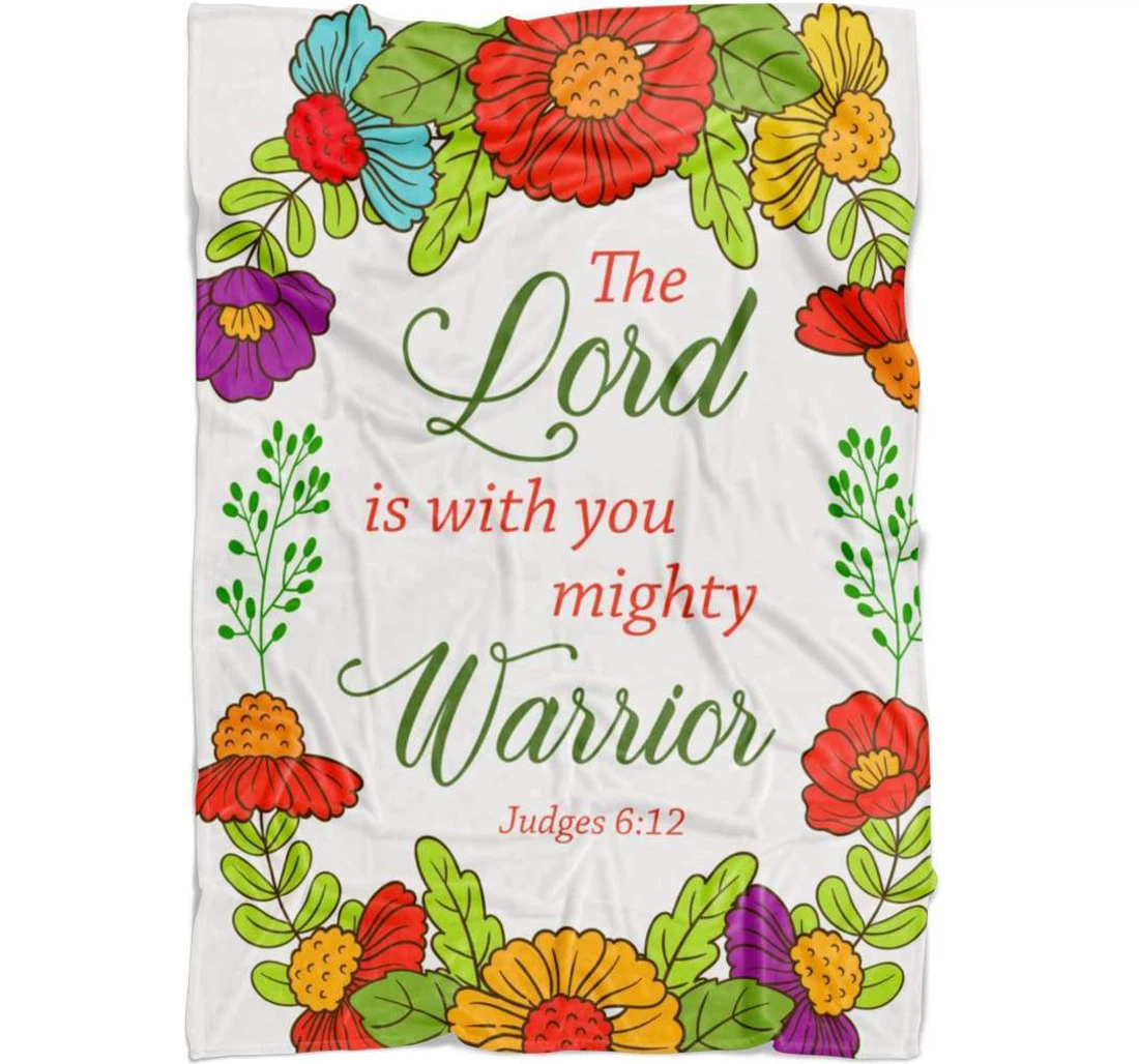 Throw Blanket, Quilt - The Lord Is With You Mighty Warrior Sherpa Fleece