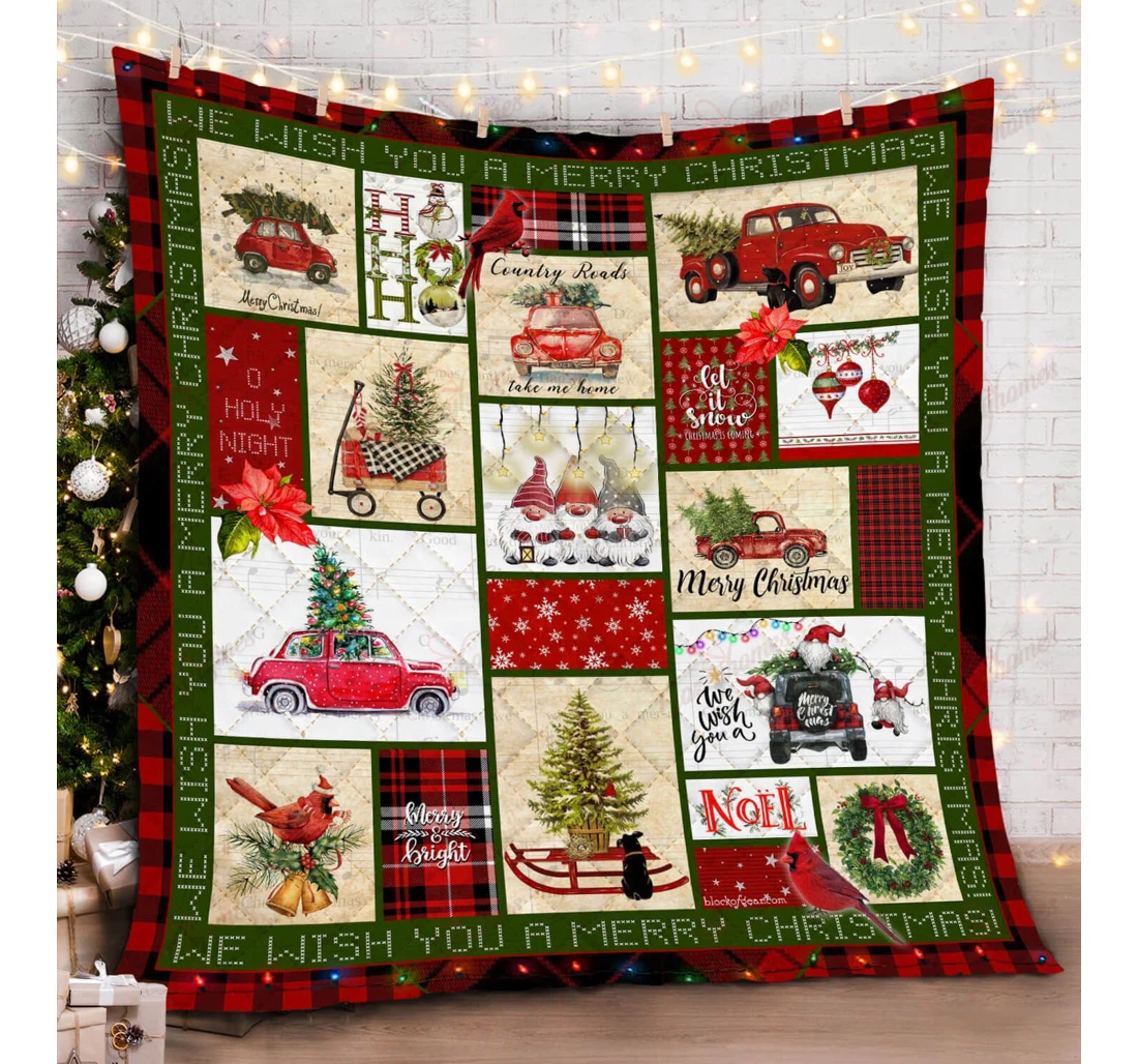 Throw Blanket, Quilt - Pickup Truck Merry Sherpa Fleece