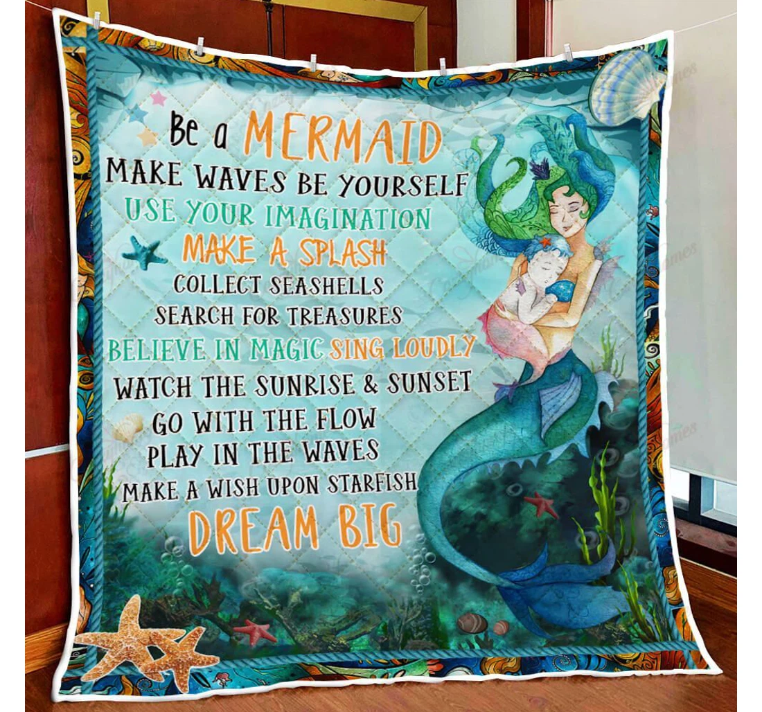 Throw Blanket, Quilt - Be A Mermaid Sherpa Fleece
