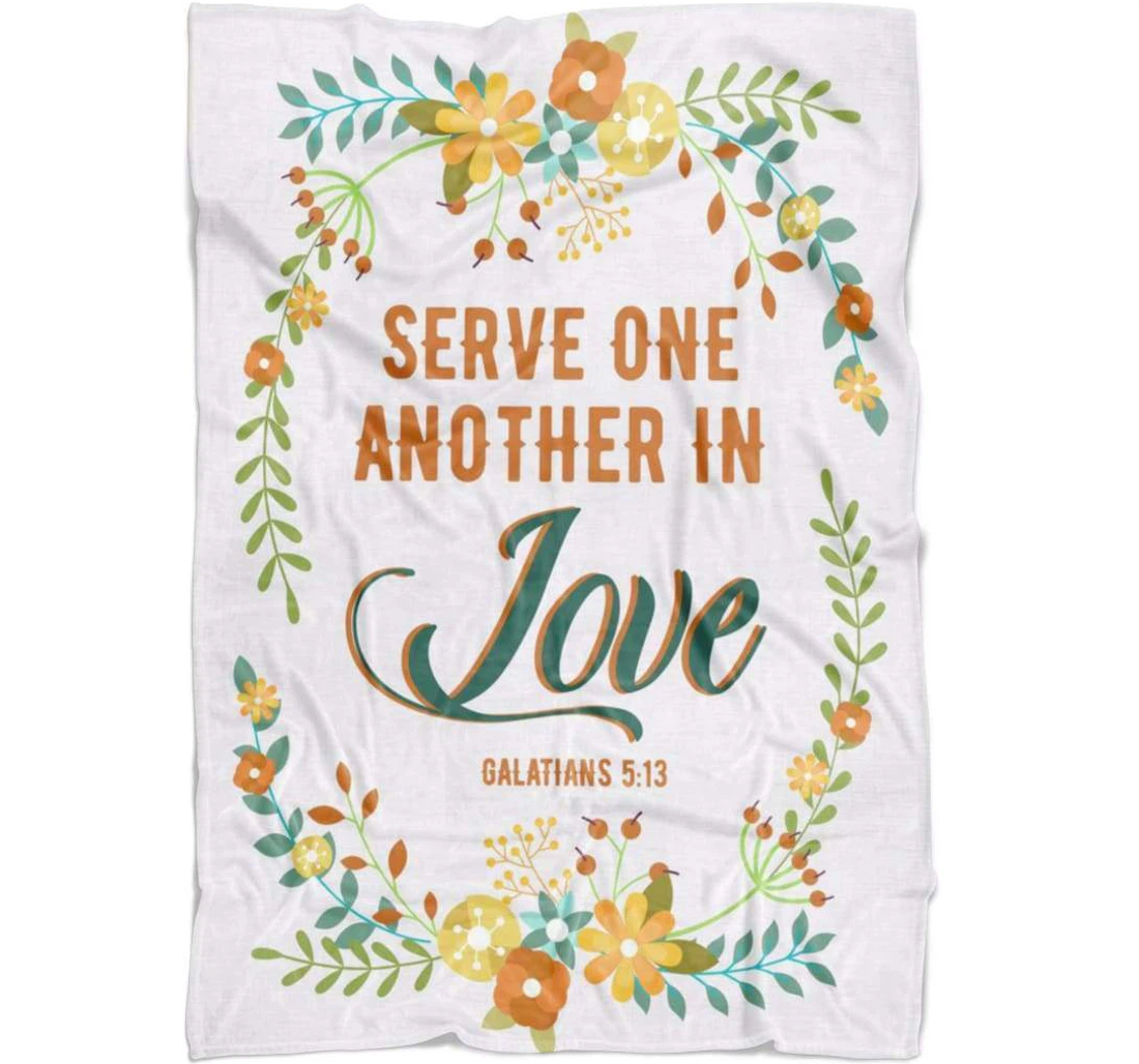 Throw Blanket, Quilt - Serve One Another In Love Sherpa Fleece