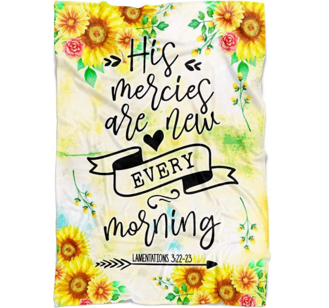 Throw Blanket, Quilt - His Mercies Are New Every Morning Sherpa Fleece
