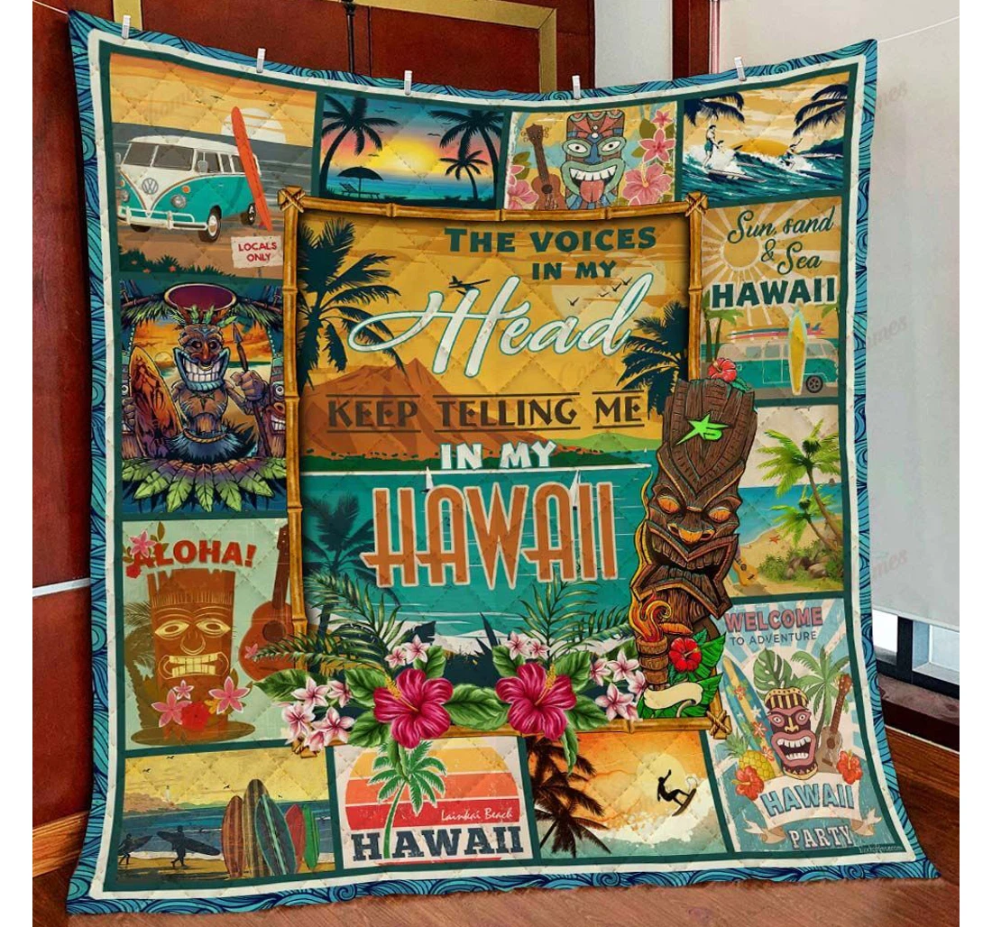 Throw Blanket, Quilt - Aloha Hawaii Sherpa Fleece