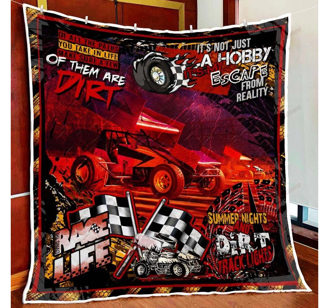 Throw Blanket, Quilt - Dirt Racing Spint Car Sherpa Fleece