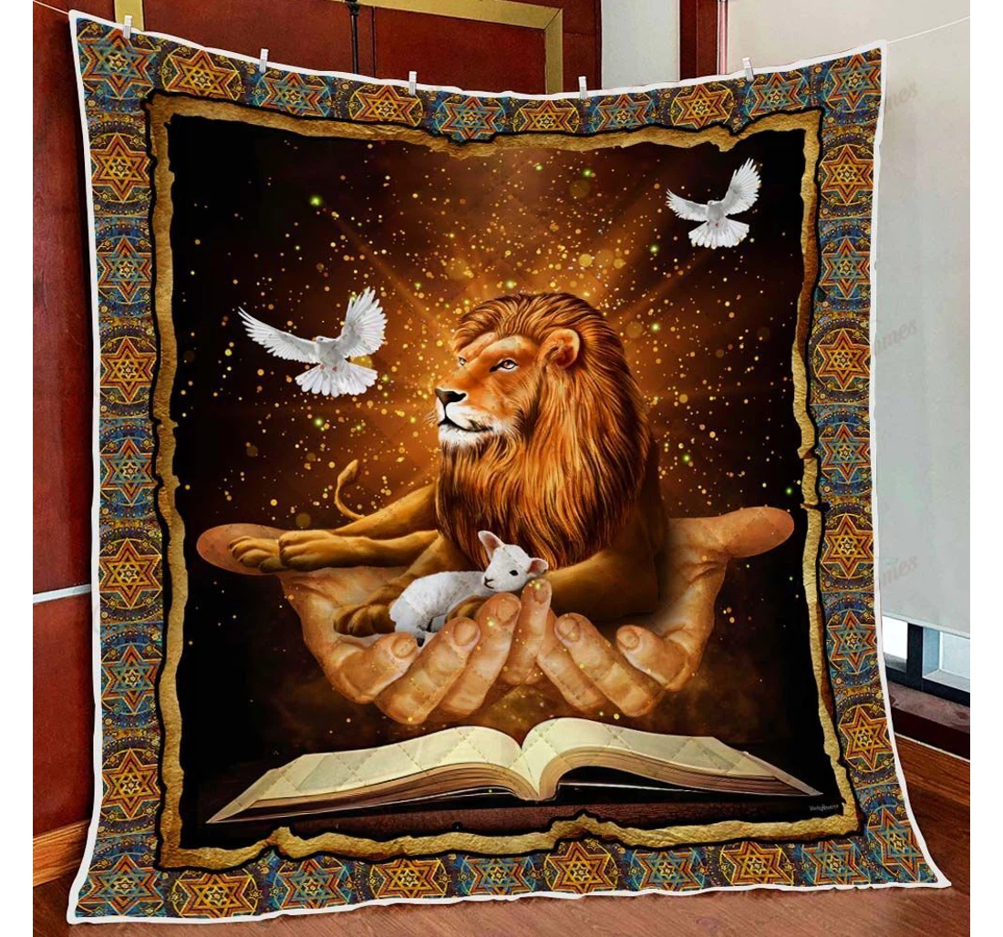 Throw Blanket, Quilt - Jesus The Lamb And The Lion Sherpa Fleece