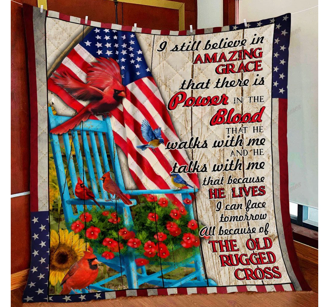 Throw Blanket, Quilt - I Still Believe In Amazing Grace Cardinal Sherpa Fleece