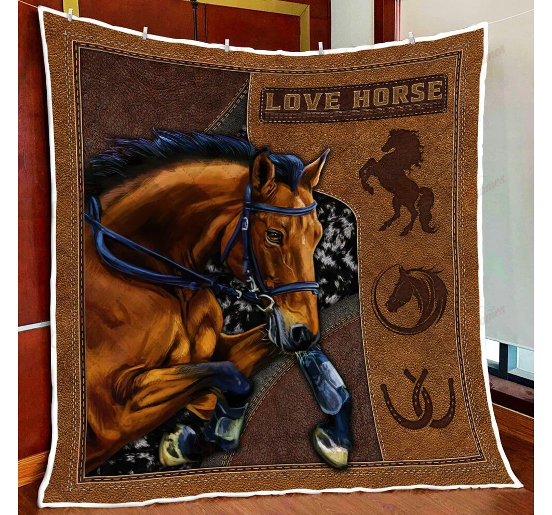 Throw Blanket, Quilt - Love Horse Sherpa Fleece