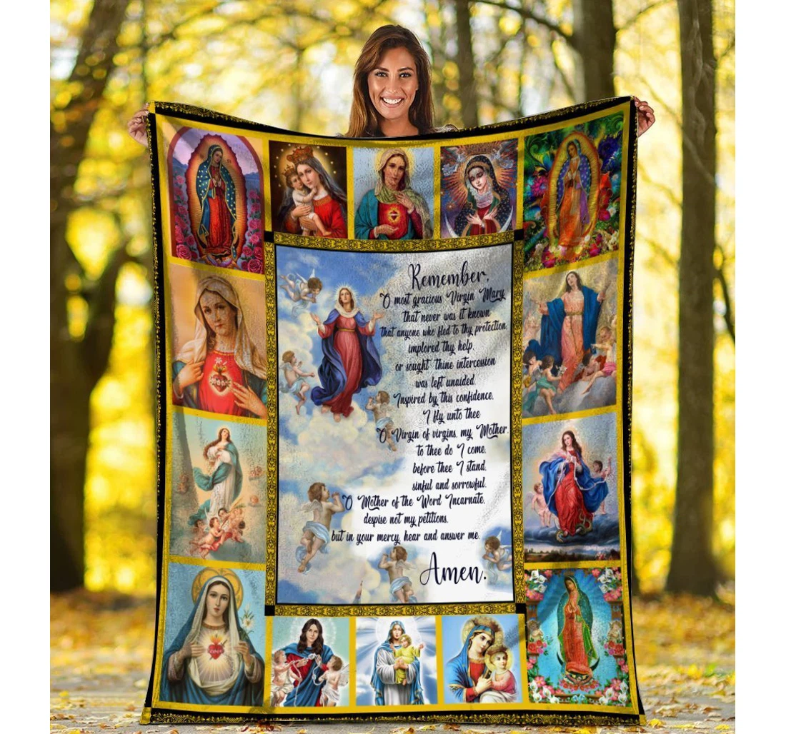 Throw Blanket, Quilt - Mary Mother Of Jesus Christian Prayer Sherpa Fleece