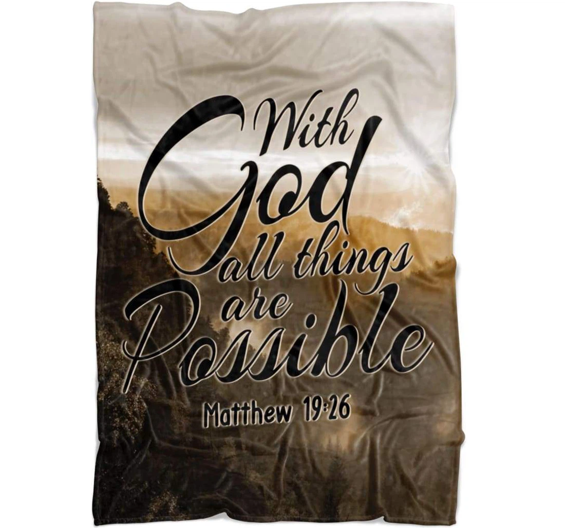 Throw Blanket, Quilt - With God All Things Are Possible Matthew Sherpa Fleece