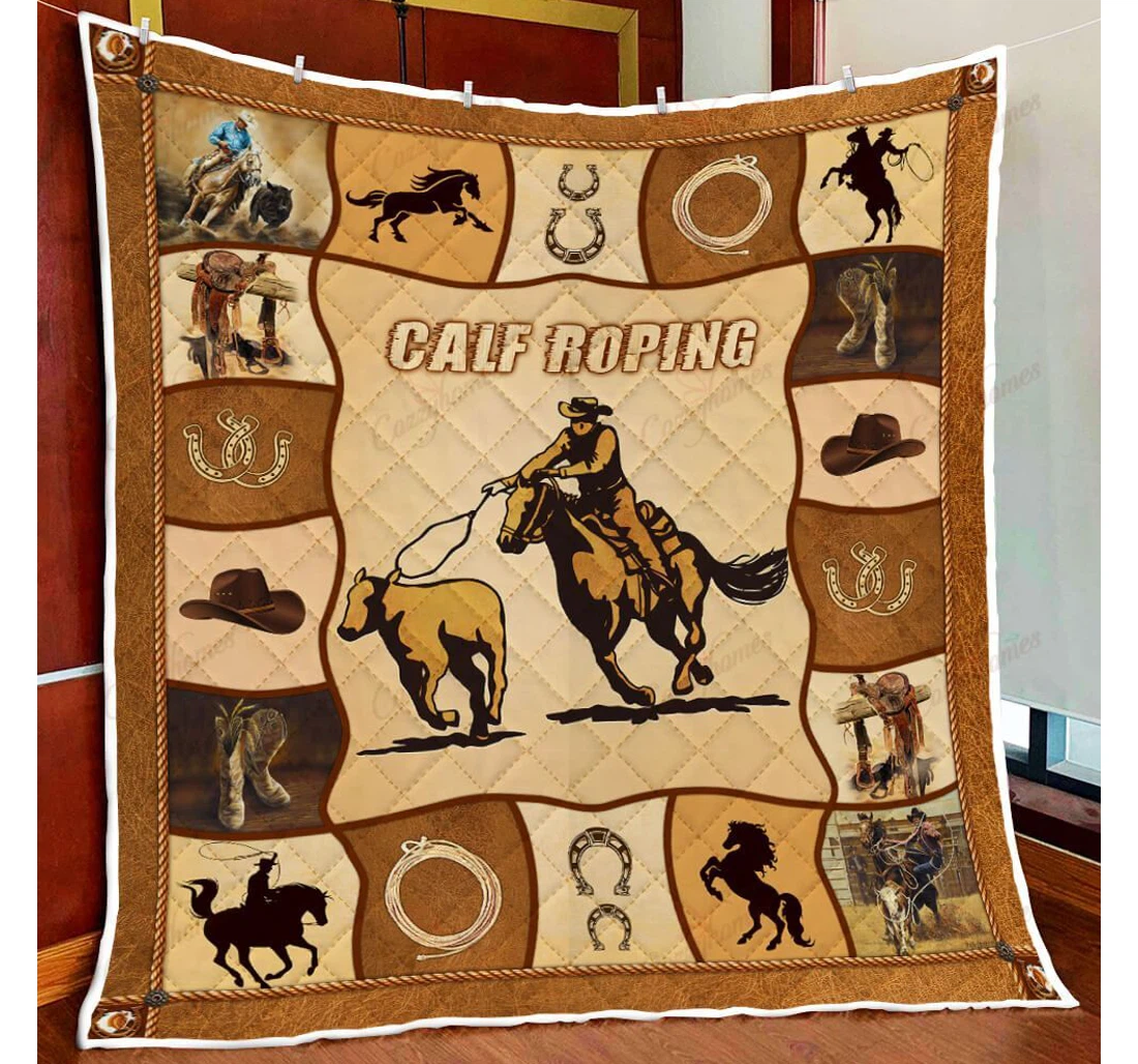 Throw Blanket, Quilt - Calf Roping Sherpa Fleece