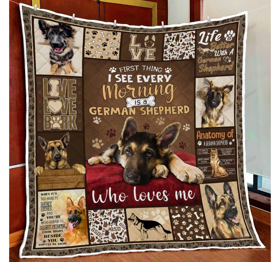 Throw Blanket, Quilt - A German Shepherd Who Loves Me Sherpa Fleece