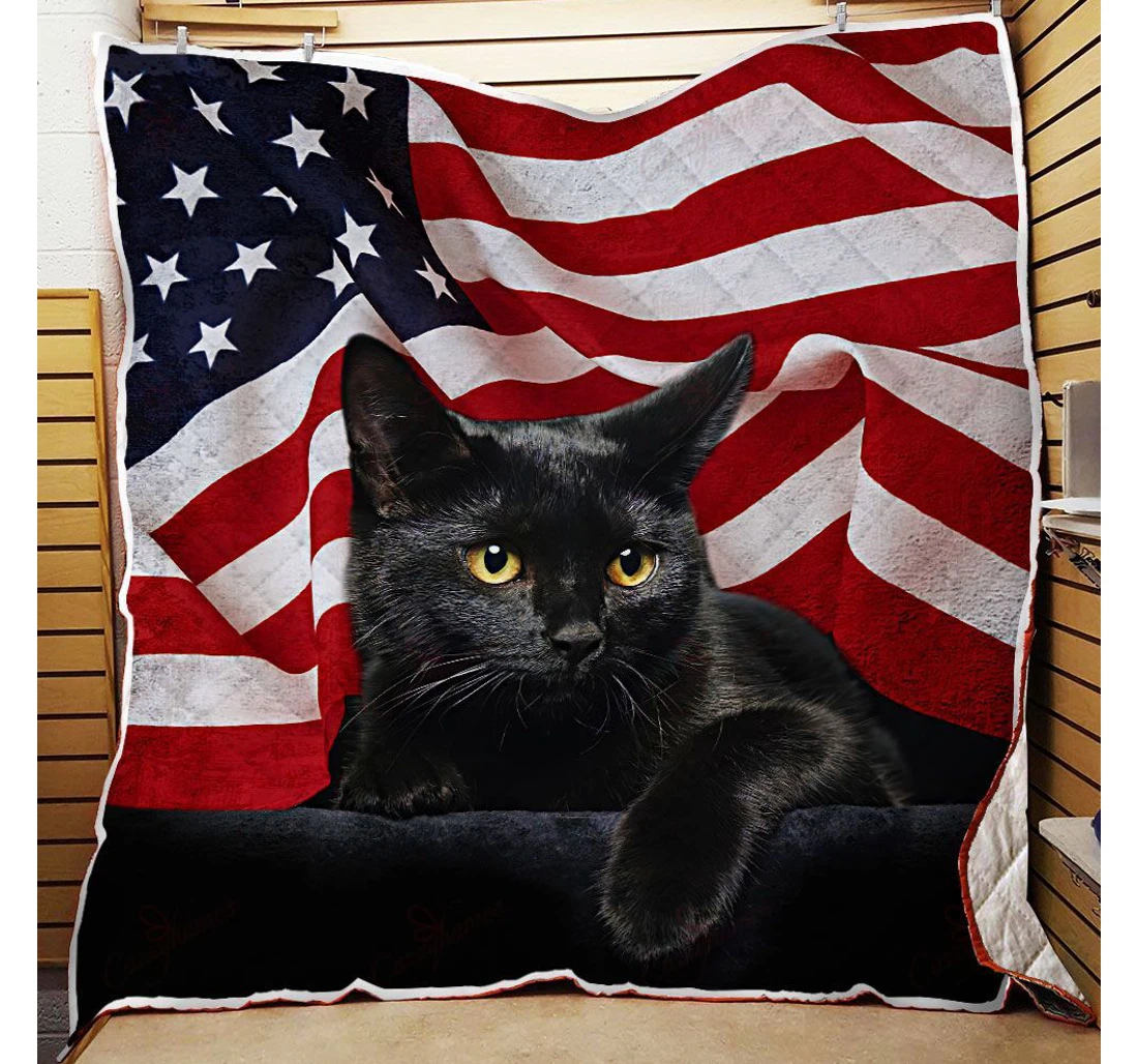 Throw Blanket, Quilt - Black Cat American Sherpa Fleece