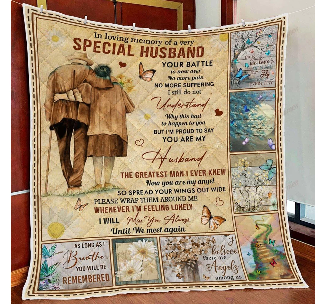 Throw Blanket, Quilt - My Very Special Husband In Heaven Sherpa Fleece