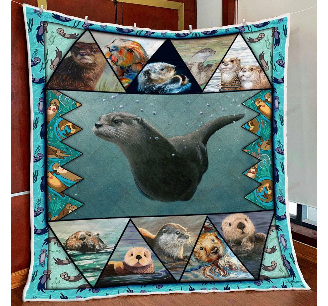 Throw Blanket, Quilt - Swimming Otter Sherpa Fleece