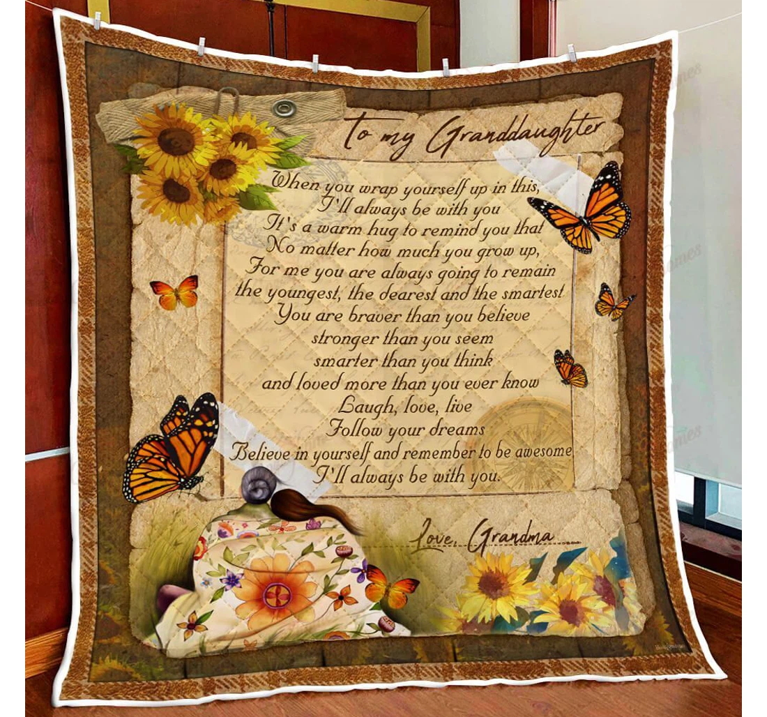 Throw Blanket, Quilt - Granddaughter Love Letter From Grandma Sherpa Fleece