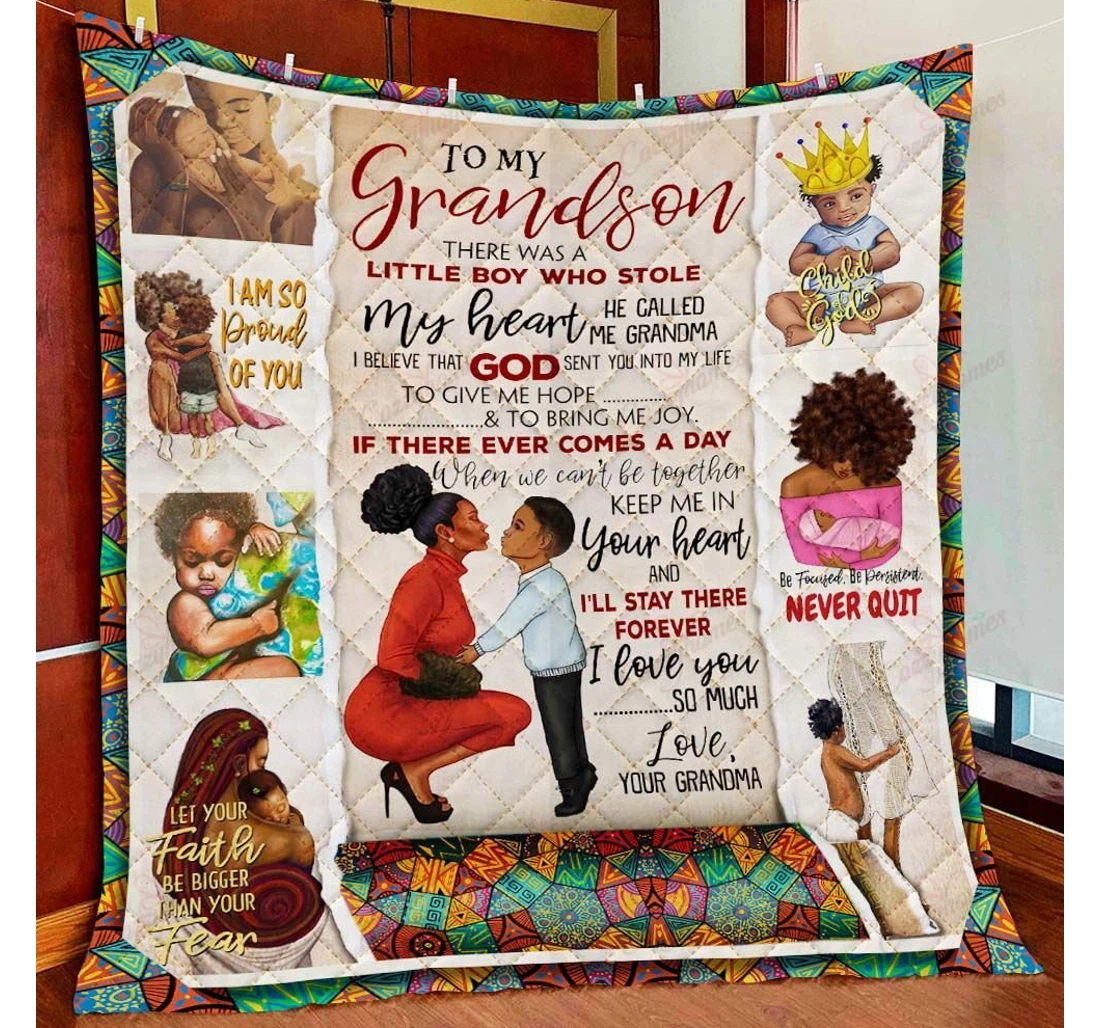 Throw Blanket, Quilt - To My Grandson My Black Boy I Love You So Much Sherpa Fleece