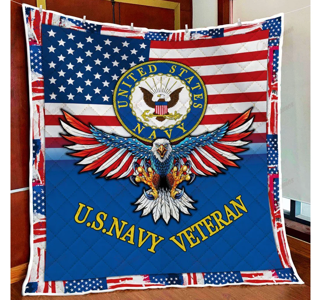 Throw Blanket, Quilt - U.s Navy Veteran Sherpa Fleece