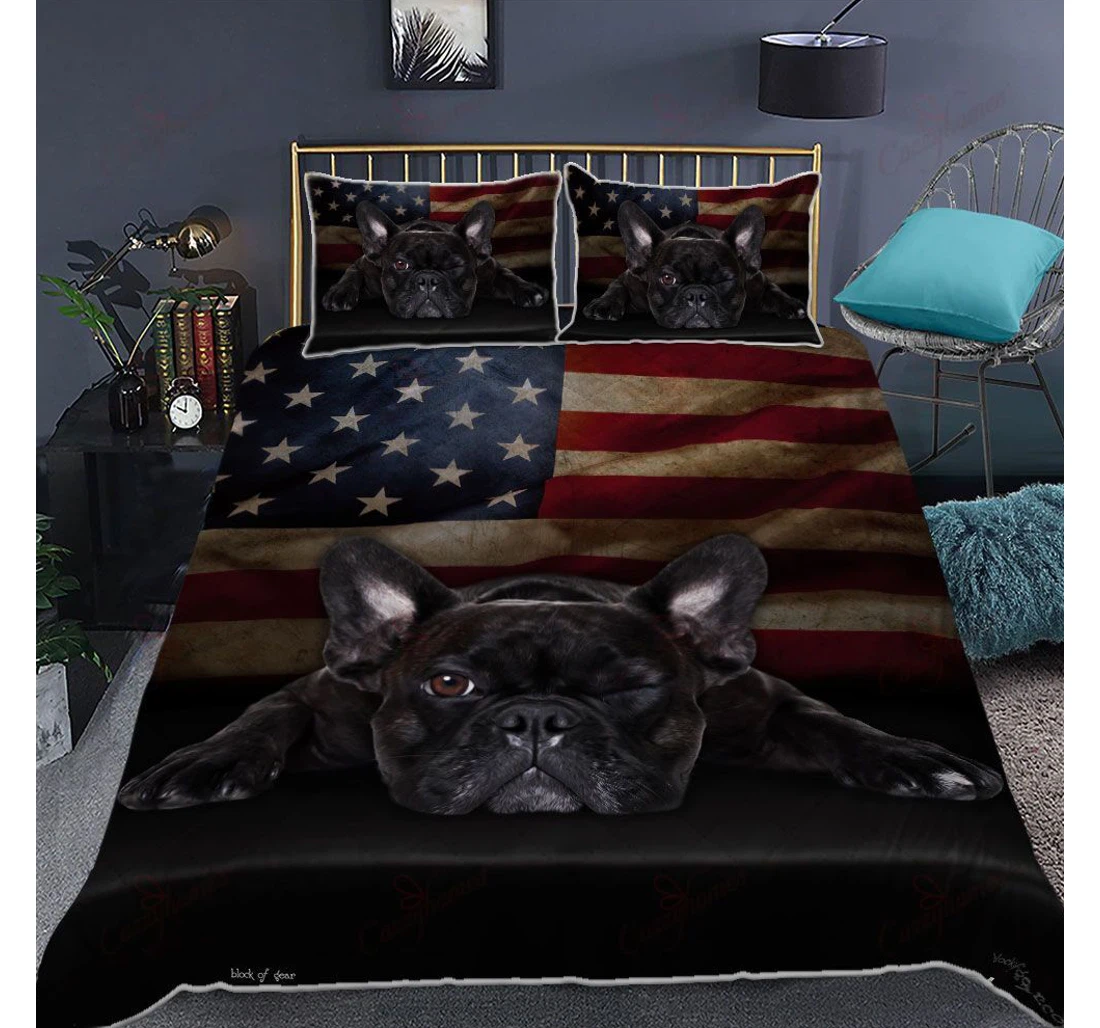 Throw Blanket, Quilt - French Bulldog Set Sherpa Fleece