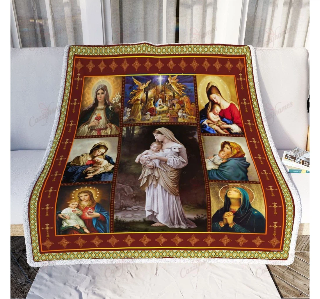 Throw Blanket, Quilt - Mother Mary Our Lady Of The Rosary Sherpa Fleece