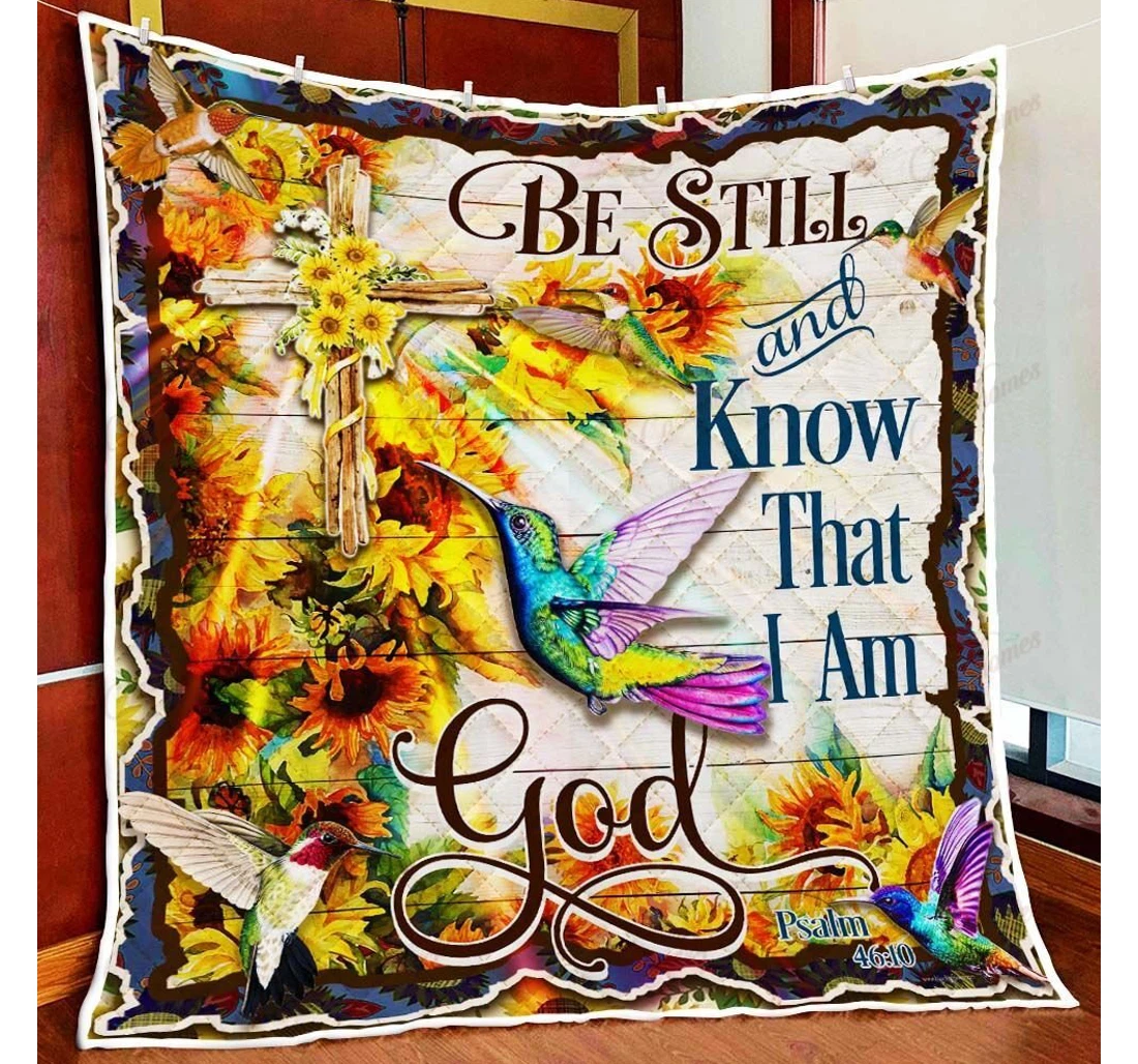 Throw Blanket, Quilt - Hummingbird Be Still And Know That I Am God Sherpa Fleece