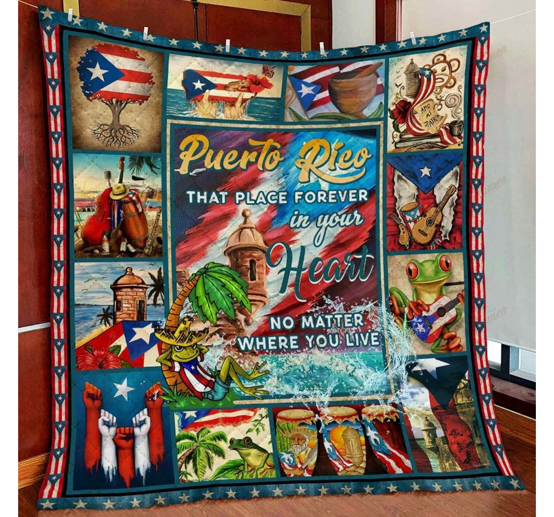 Throw Blanket, Quilt - Puerto Rico That Place Forever In Your Heart Sherpa Fleece