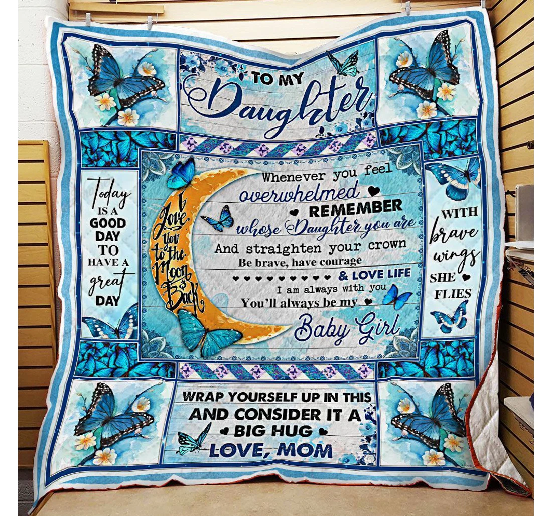 Throw Blanket, Quilt - Mom To Daughter With Brave Wings She Flies Butterfly Sherpa Fleece