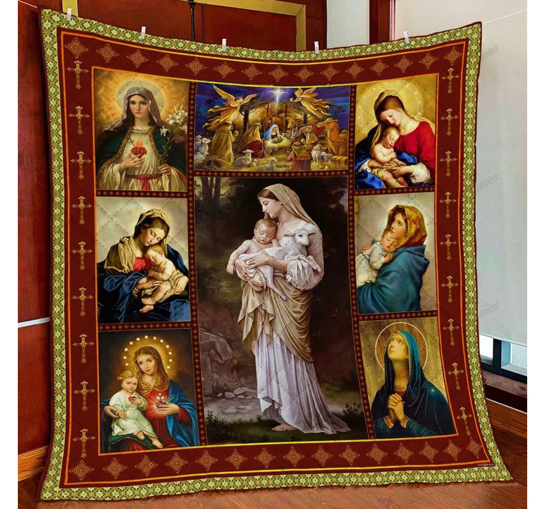 Throw Blanket, Quilt - Mother Mary Our Lady Of The Rosary Sherpa Fleece