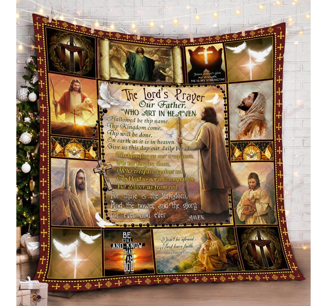 Throw Blanket, Quilt - The Lords Prayer Our Father Sherpa Fleece