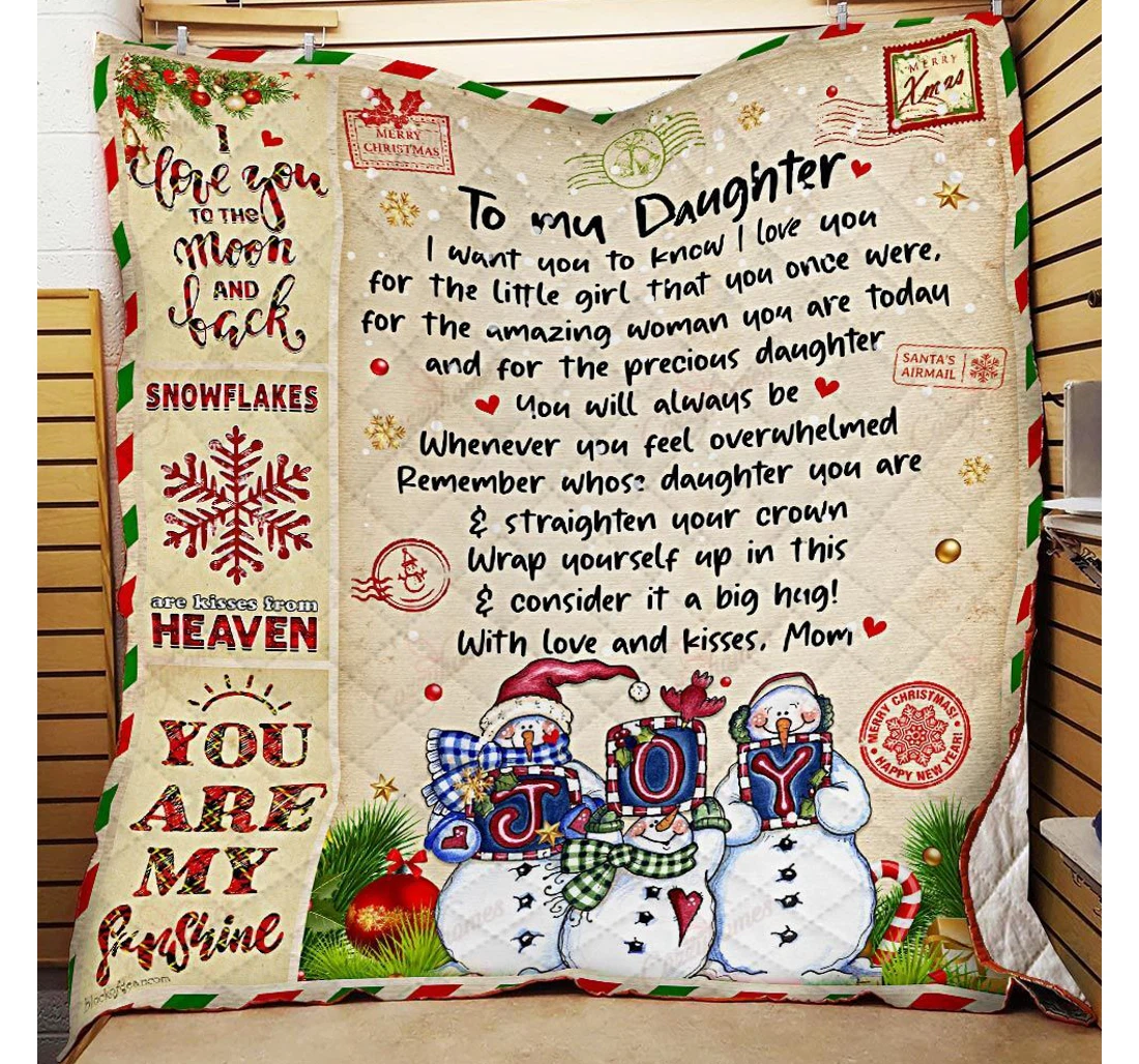 Throw Blanket, Quilt - To My Daughter Snowman Love Mom Sherpa Fleece