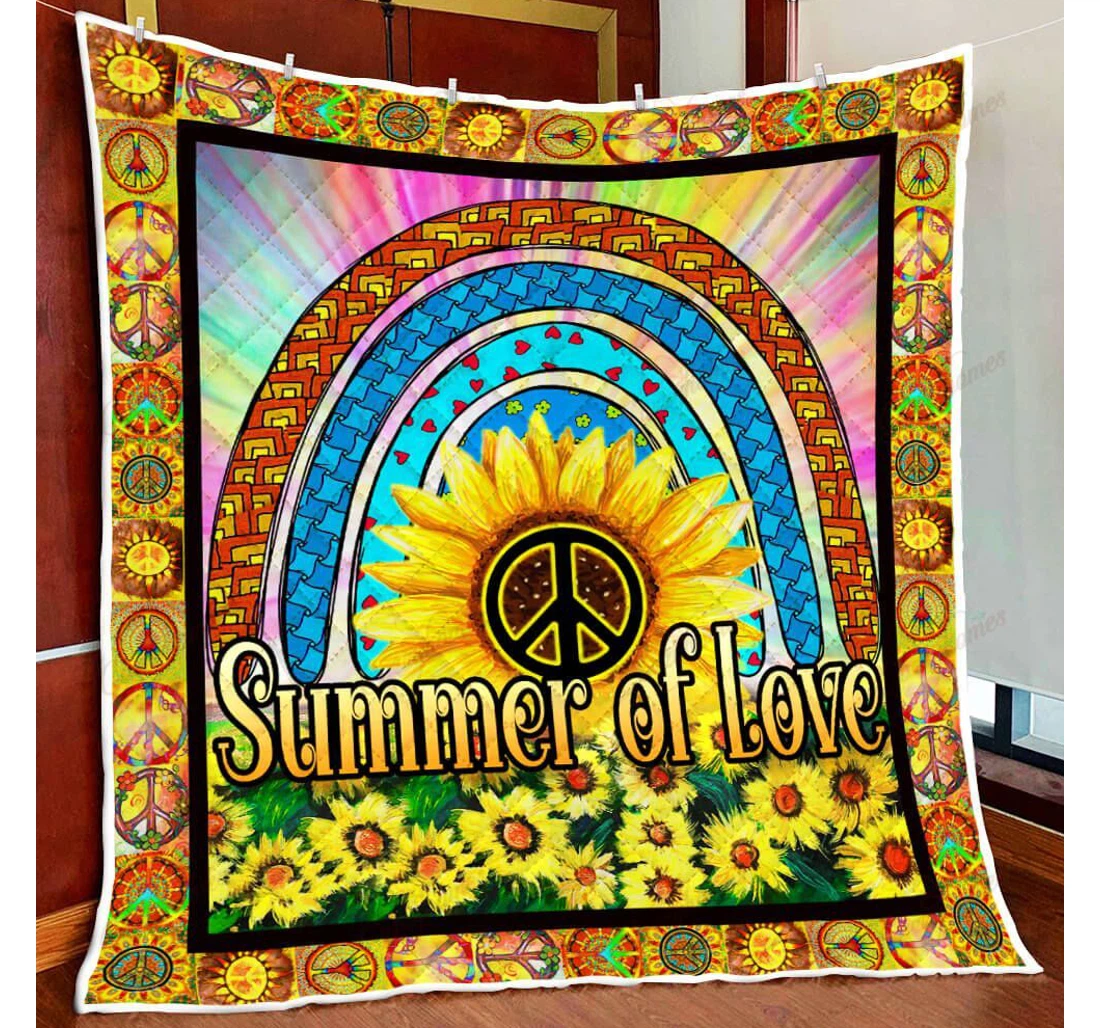 Throw Blanket, Quilt - Hippe Summer Of Love Sherpa Fleece