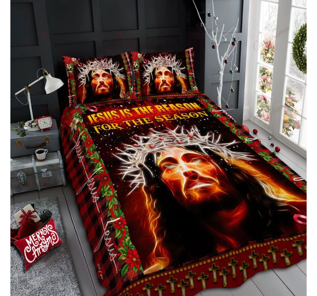 Throw Blanket, Quilt - Jesus Is The Reason The Season Set Sherpa Fleece