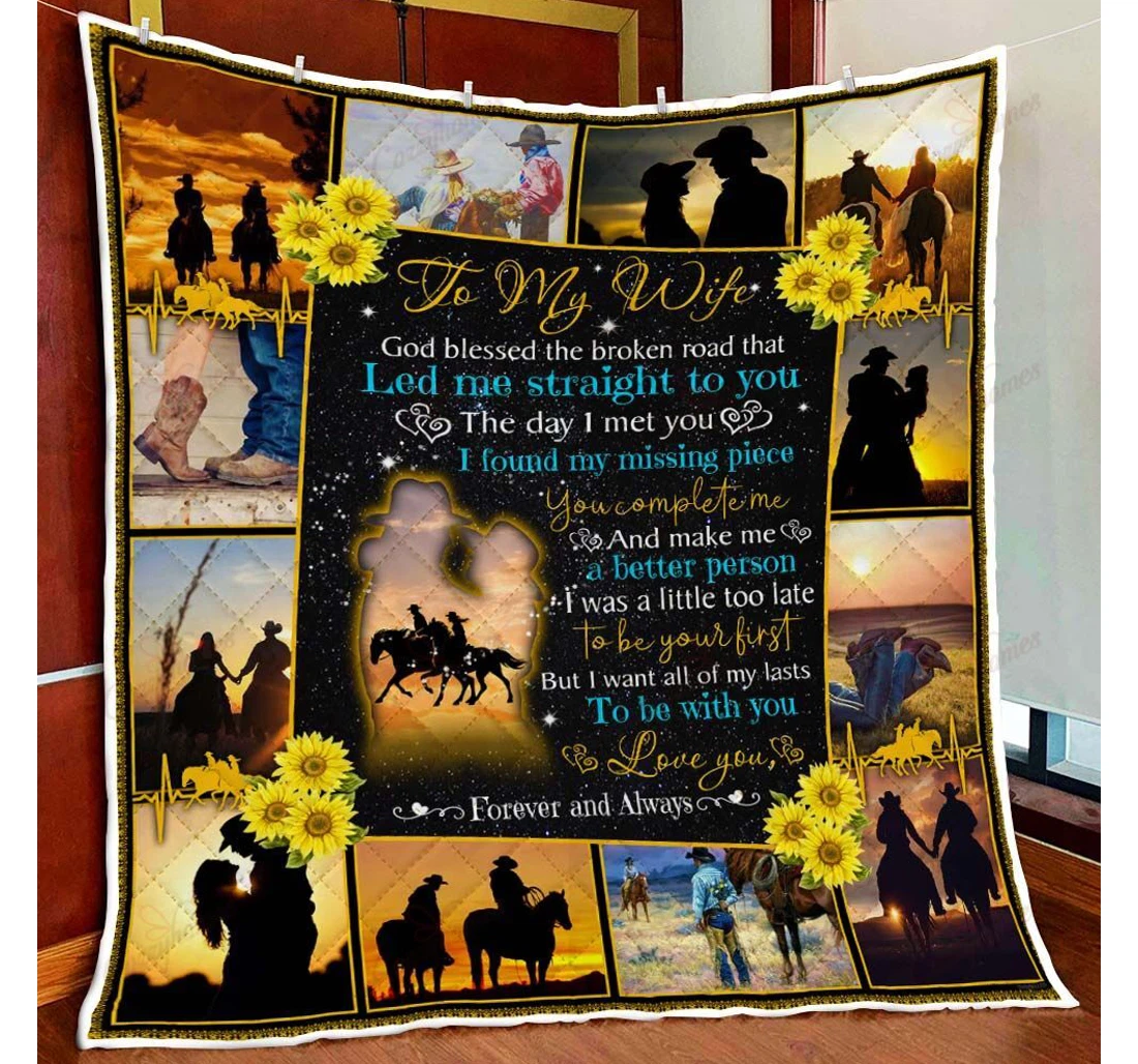 Throw Blanket, Quilt - Husband To My Wife Cowboy And Cowgirl Sherpa Fleece