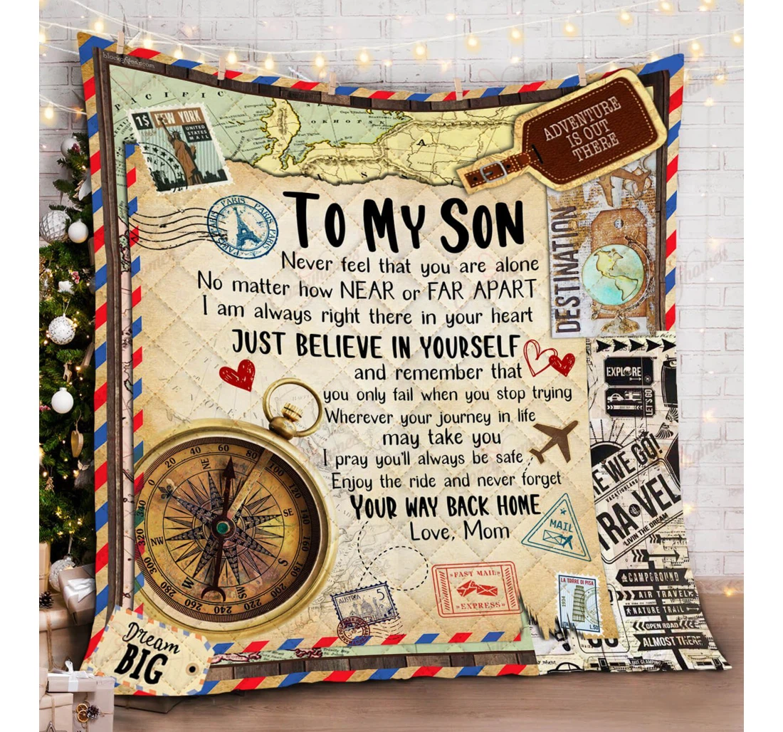 Throw Blanket, Quilt - To My Son I Am Always Here You Sherpa Fleece