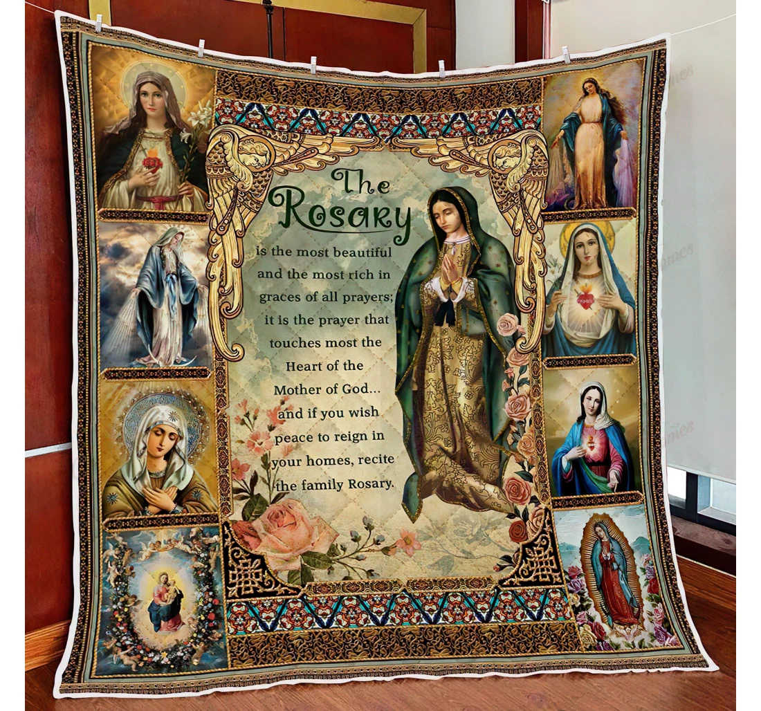 Throw Blanket, Quilt - The Rosary Sherpa Fleece