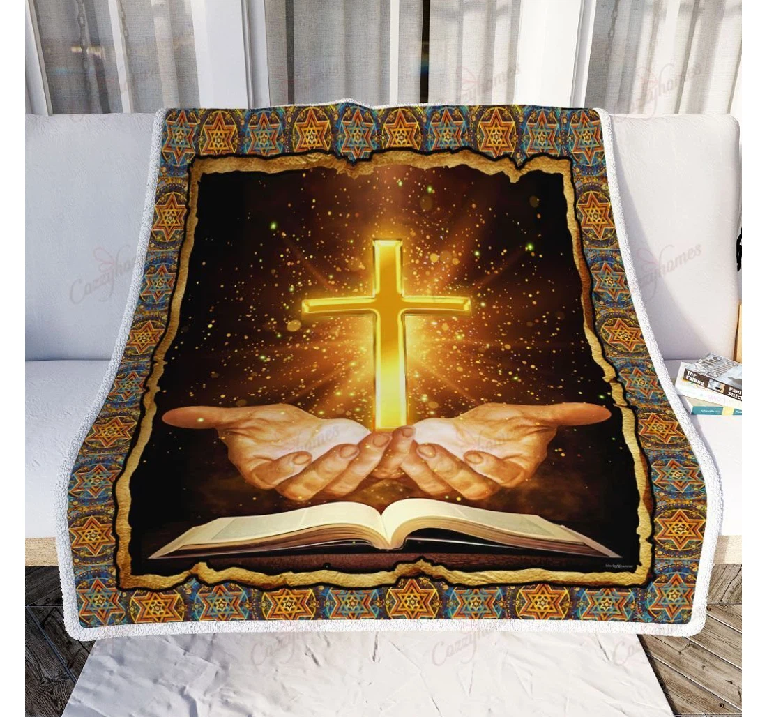 Throw Blanket, Quilt - Jesus Bible Sherpa Fleece