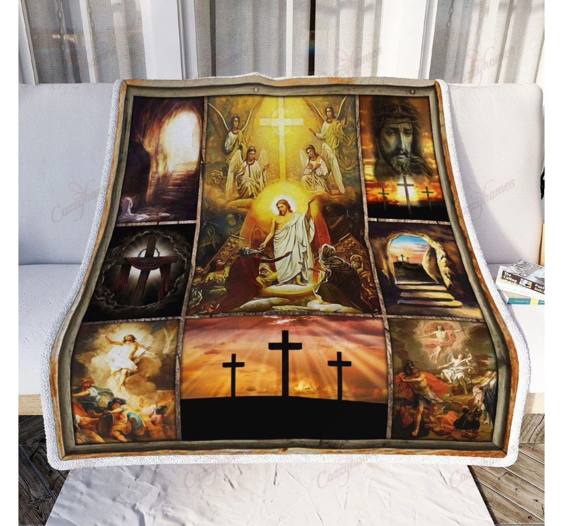 Throw Blanket, Quilt - Resurrection Of Jesus Easter Sherpa Fleece