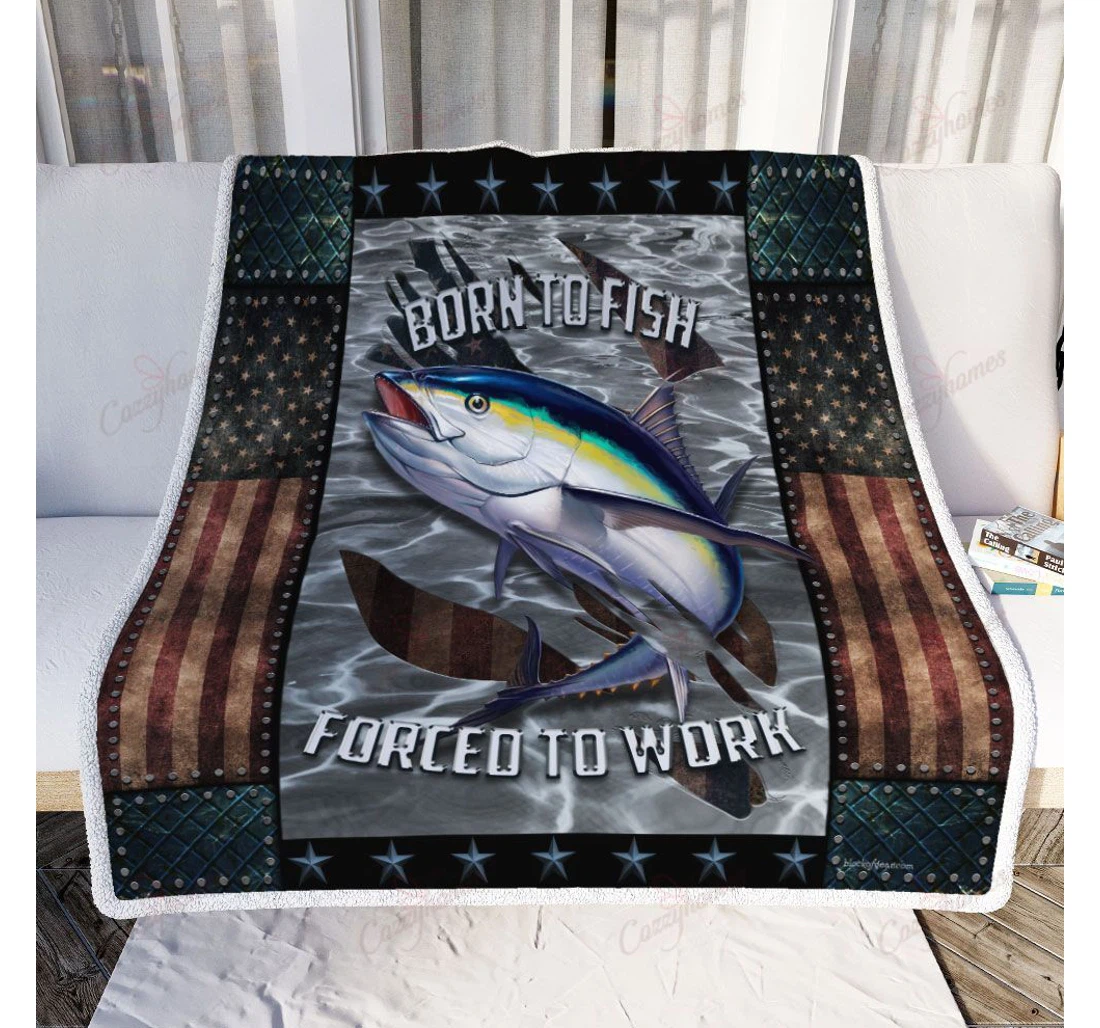 Throw Blanket, Quilt - Tuna Fishing Sherpa Fleece