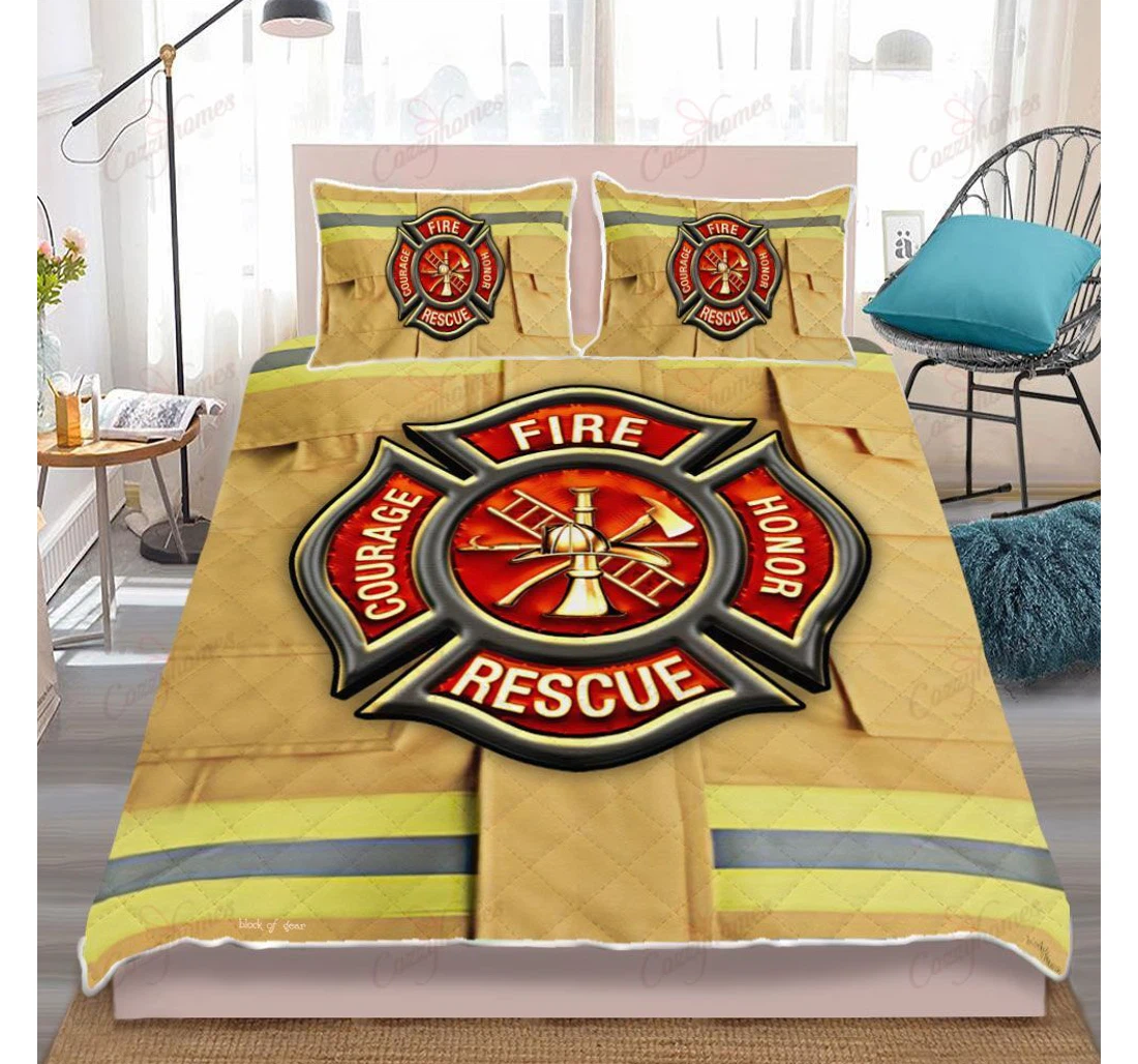 Throw Blanket, Quilt - Firefighter Set Sherpa Fleece