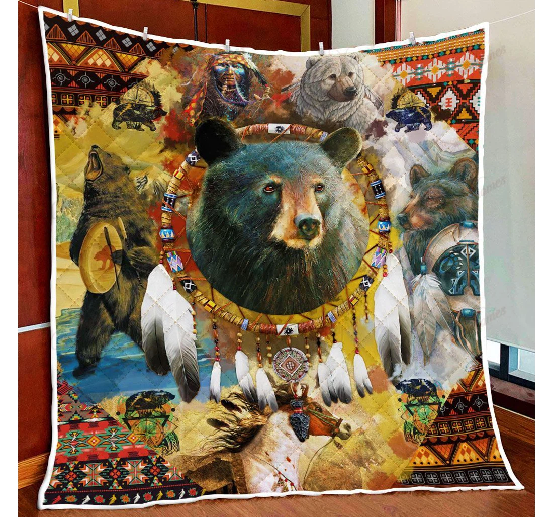 Throw Blanket, Quilt - Bear Native American Sherpa Fleece