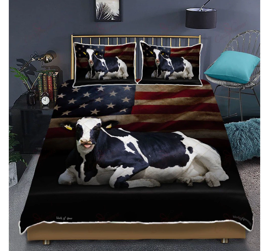 Throw Blanket, Quilt - Holstein Friesian Cattle Cow Set Sherpa Fleece