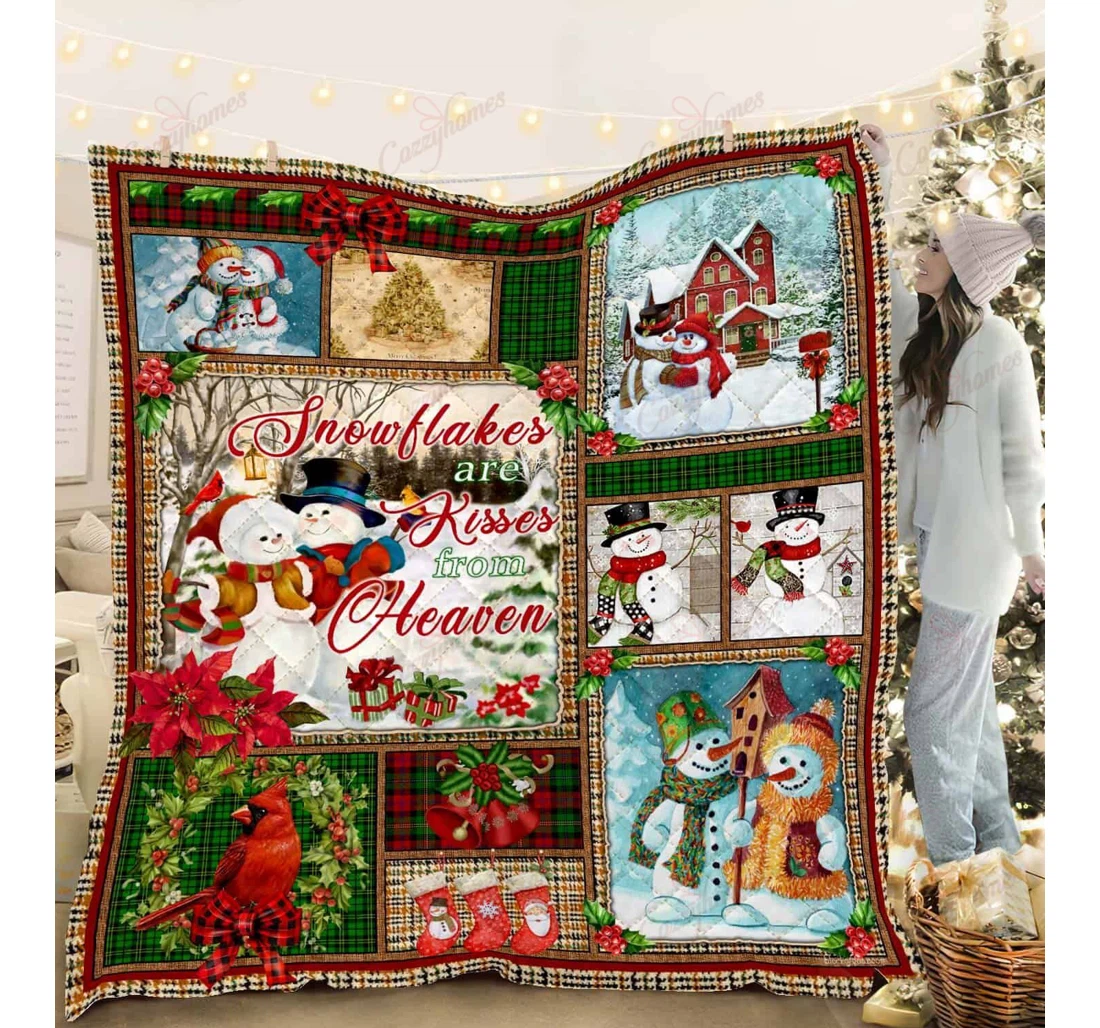 Throw Blanket, Quilt - Snowflakes Are Kisses From Heaven Sherpa Fleece