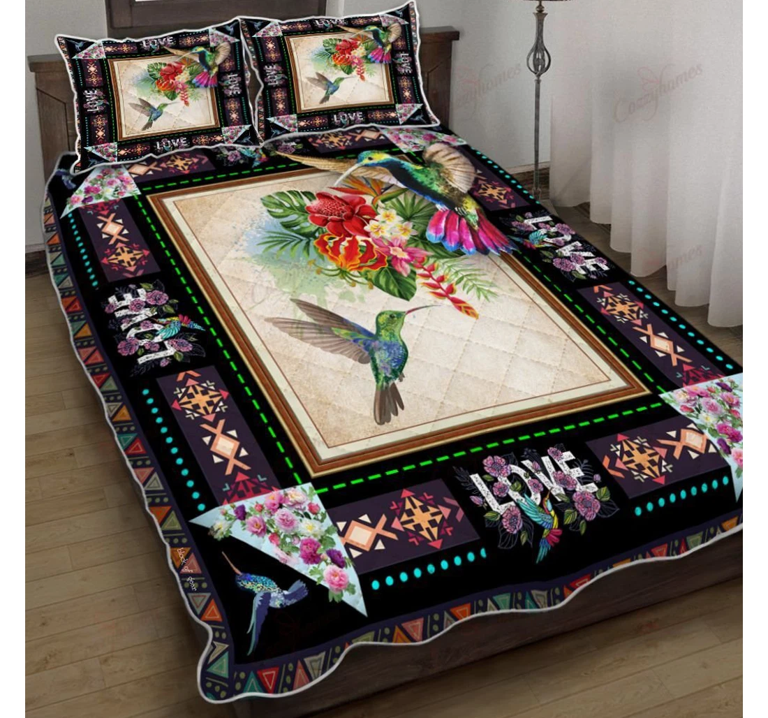 Throw Blanket, Quilt - Hummingbird Set Sherpa Fleece