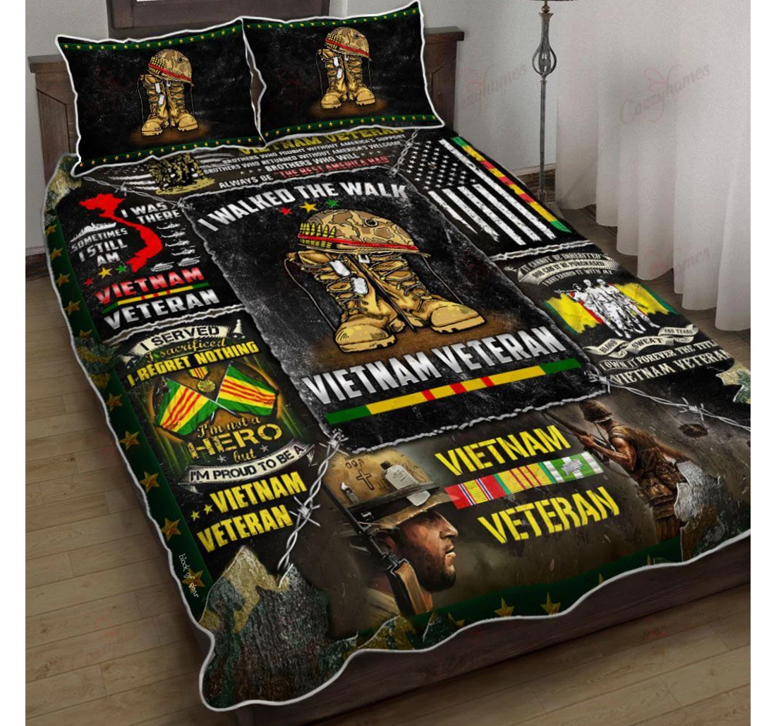 Throw Blanket, Quilt - I Walked The Walk Vietnam Veteran Set Sherpa Fleece