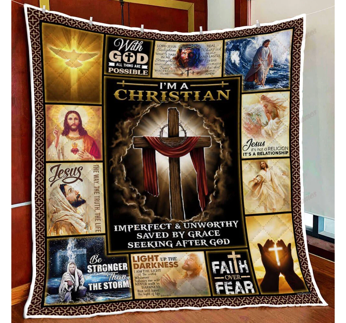 Throw Blanket, Quilt - Jesus Christ My Lord Light Up The Darkness Sherpa Fleece