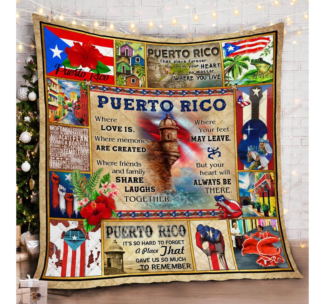 Throw Blanket, Quilt - Proud Puerto Rico Sherpa Fleece